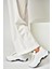 U239032604 Beyaz Kumaş Kalın Tabanlı Spor Ayakkabı Sneakers 2