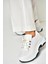 U239032604 Beyaz Kumaş Kalın Tabanlı Spor Ayakkabı Sneakers 3