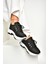 U239032604 Siyah Kumaş Kalın Tabanlı Spor Ayakkabı Sneakers 3