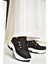 U239032604 Siyah Kumaş Kalın Tabanlı Spor Ayakkabı Sneakers 4