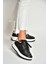 U555605603 Siyah Kalın Tabanlı Spor Ayakkabı Sneakers 3