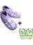 İkili Set, 6-18 Ay Iplay Mama Önlüğü ve 0-6 Ay Bebek Flower Sandal Lilac El Yapımı Hakiki Deriden Patik 1