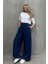 Beli Lastikli Salaş Yumuşak Kot Pantolon Koyu Mavi 7576 4
