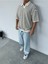Çizgili Garnili Siyah Polo Yaka Oversize Triko T-Shirt 1