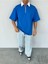 Fermuarlı Garnili Mavi Polo Yaka T-Shirt 2