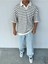 Çizgili Garnili Lacivert Polo Yaka Oversize Triko T-Shirt 2