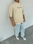 Reincarnation Baskılı Bej Oversize T-Shirt 4