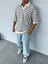 Çizgili Garnili Lacivert Polo Yaka Oversize Triko T-Shirt 1