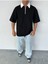 Fermuarlı Garnili Siyah Polo Yaka T-Shirt 2