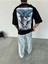 Reincarnation Baskılı Siyah Oversize T-Shirt 5