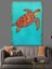 Renkli Deniz Kaplumbağası Dekoratif Kanvas - Mdf Ahşap Tablo 3