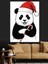 Noel Baba Şapkalı Panda Dekoratif Kanvas - Mdf Ahşap Tablo 2