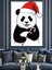 Noel Baba Şapkalı Panda Dekoratif Kanvas - Mdf Ahşap Tablo 3