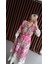 Pembe Çiçekli Kemerli Maxi Elbise 5