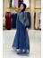 Taş Detaylı Elbise Abaya Takım 3943 Lacivert 3