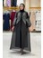 Taş Detaylı Elbise Abaya Takım 3943 Siyah 1