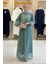 Taş Detaylı Elbise Abaya Takım 3943 Mint 1