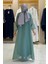 Taş Detaylı Elbise Abaya Takım 3943 Mint 2