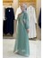 Taş Detaylı Elbise Abaya Takım 3943 Mint 3