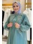 Taş Detaylı Elbise Abaya Takım 3943 Mint 4