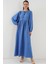 Kadın Balon Kol Uzun Tesettür Elbise 2464 - Indigo 1