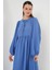 Kadın Balon Kol Uzun Tesettür Elbise 2464 - Indigo 4