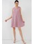 2444 Mini Keten Elbise - Pembe 3