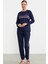 Leopar Çizgili Jogger Pijama Takım - Lacivert 1