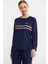 Leopar Çizgili Jogger Pijama Takım - Lacivert 2
