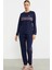 Leopar Çizgili Jogger Pijama Takım - Lacivert 3