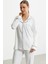 Düz Renk Gömlek Model Pijama Takım - Kemik 4