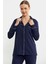 Düz Renk Gömlek Model Pijama Takım - Lacivert 4