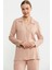 Gömlek Model Nakışlı Pijama Takım - Somon 1