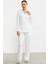 Gömlek Model Nakışlı Pijama Takım - Ekru 1