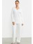 Yarım Düğmeli Cep Detaylı Pijama Takım - Ekru 1