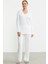 Yarım Düğmeli Cep Detaylı Pijama Takım - Ekru 2