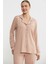 Düz Renk Gömlek Model Pijama Takım - Somon 4