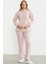 Kapüşonlu Oversize Eşofman Takım - Pembe 1