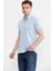 Kısa Kol Slim Fit Penye Gömlek - Açık Mavi 2