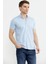 Kısa Kol Slim Fit Penye Gömlek - Açık Mavi 3