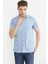 Slim Fit Baskılı Penye Gömlek - Mavi 1