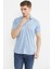 Slim Fit Baskılı Penye Gömlek - Mavi 2