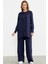 Keten Görünümlü Gömlek Pantolon Takım - Lacivert 3