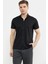 Kısa Kol Slim Fit Penye Gömlek - Siyah 1