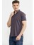 Kısa Kol Slim Fit Penye Gömlek - Mor 4