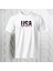Usa Göğüs Yazı Baskılı Yarım Kollu Bisiklet Yaka Pamuk Oversize T-Shirt 1