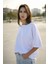 Oversize Beyaz Yarım Kollu Bisiklet Yaka Pamuk Baskısız T-Shirt 5