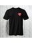 Valentine's Day Kalp Desenli Oversize T-Shirt Yarım Kollu Bisiklet Yaka Pamuk 1