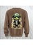 Zengin Teddy Sırt Baskılı Bisiklet Yaka Sweatshirt 3 Iplik Şardonlu Oversize Kalıp 1