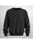 Baskısız Siyah Bisiklet Yaka Sweatshirt Kalın Kumaş 3 Iplik 1